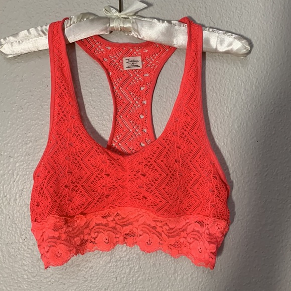 Trillium coral Lace longline bralette Sz Medium women’s racerback lined festival - Picture 1 of 15